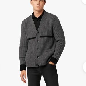 thick knit grey military cardigan sweater